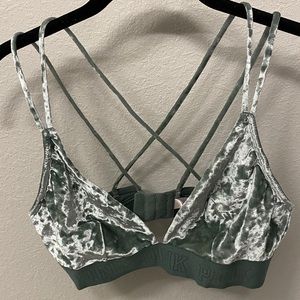 Olive Crushed Velvet Bralette